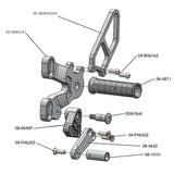 05-0640A Ducati 848 2008-11, 1098 2007-09 1198 2008-11, 848 EVO 2011-13 Rearset  w/Shifter Silver