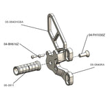 05-0640A Ducati 848 2008-11, 1098 2007-09 1198 2008-11, 848 EVO 2011-13 Rearset  w/Shifter Silver