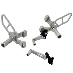 05-0640BA Ducati 848 2008-11, 1098 2007-09 1198 2008-11, 848 EVO 2011-13 Complete Rearset Kit w/ Pedals - Silver - STD/GP Shift