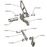 05-0640B Ducati 848 2008-11, 1098 2007-09 1198 2008-11, 848 EVO 2011-13 Complete Rearset Kit w/ Pedals Black - STD/GP Shift