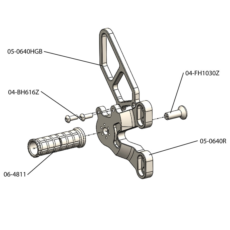 Woodcraft - 05-0641 Ducati 1198SP/848 EVO Rearset GP w/Shift Pedal (Factory QS)