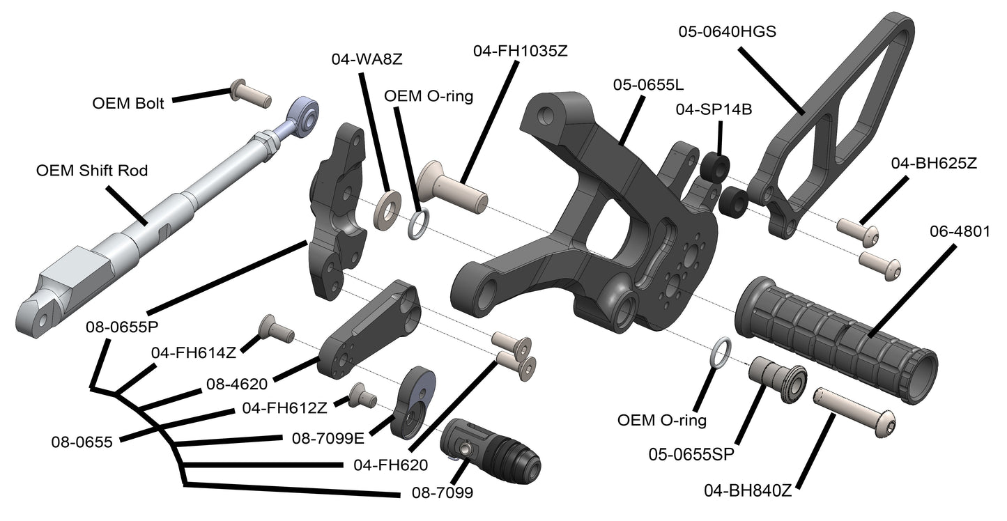 Woodcraft - 05-0655B Ducati Panigale V4 Rearset