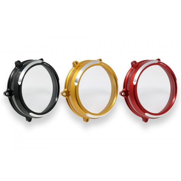 CNC Racing Bi-Color Clear Wet Clutch Cover for the Ducati Panigale 1299/1199/959 Superleggera (and 899 too with modification)