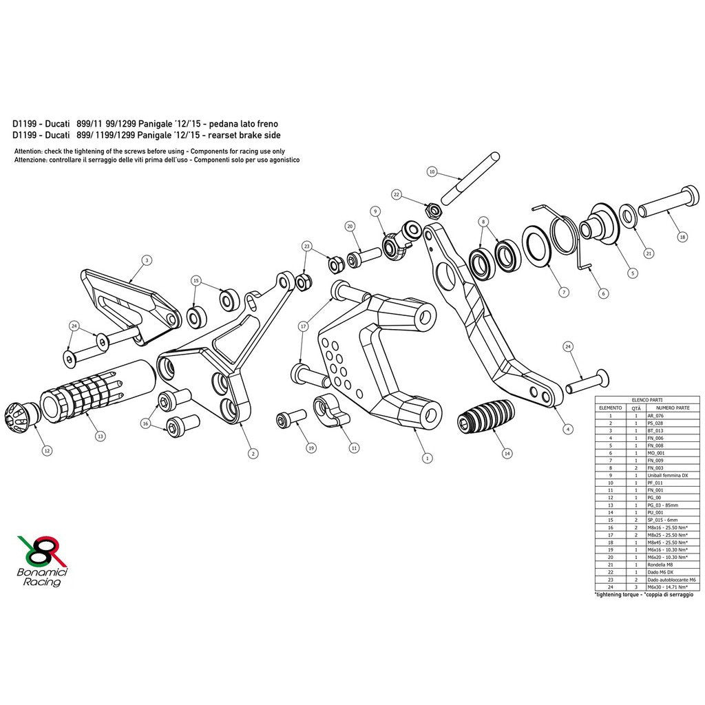 BON-D1199 - Bonamici Adjustable Rearsets Panigale x99