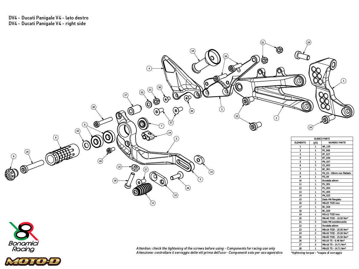 BON-DV4 - Bonamici Ducati Panigale V4 / R Rearsets (2018-2024)